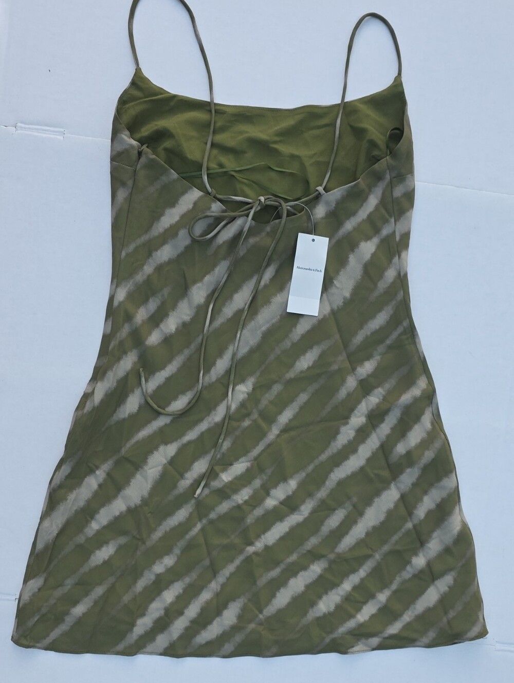 NWT Abercrombie & Fitch Olive Green Tie Dye Slip Mini Dress XXS Petite